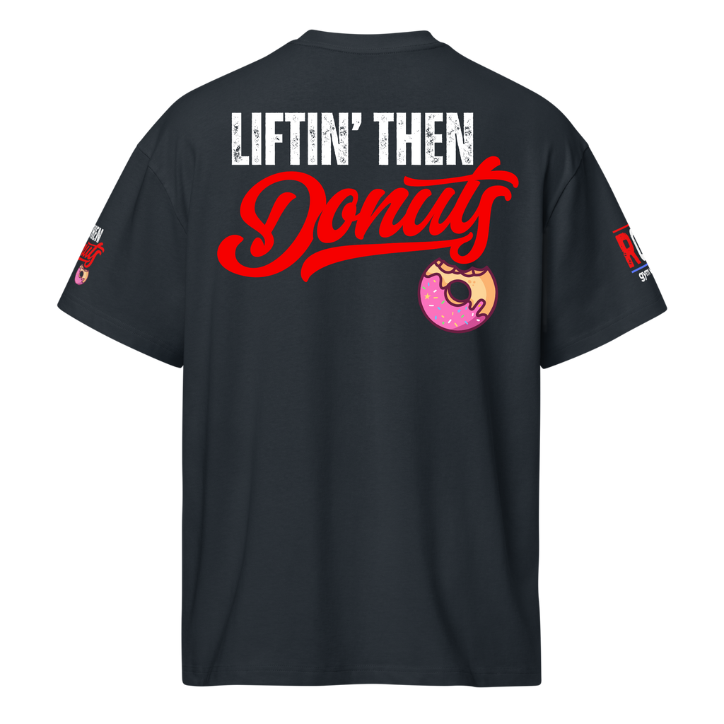 Liftin' Then Donuts - Oversized T-Shirt - Navy Blue