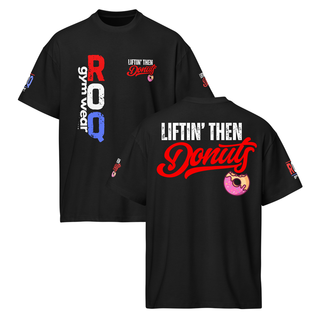 Liftin' Then Donuts - Oversized T-Shirt - Black
