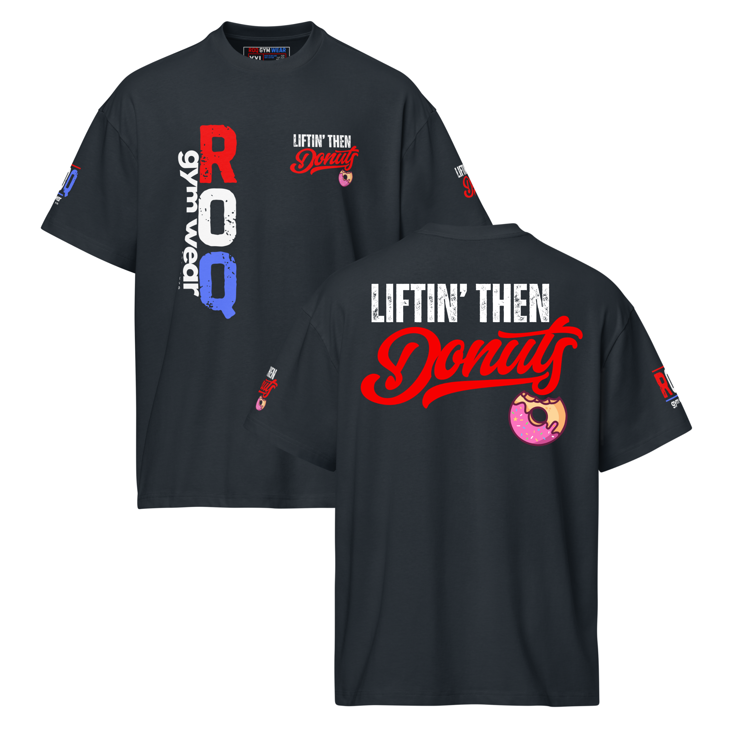 Liftin' Then Donuts - Oversized T-Shirt - Navy Blue