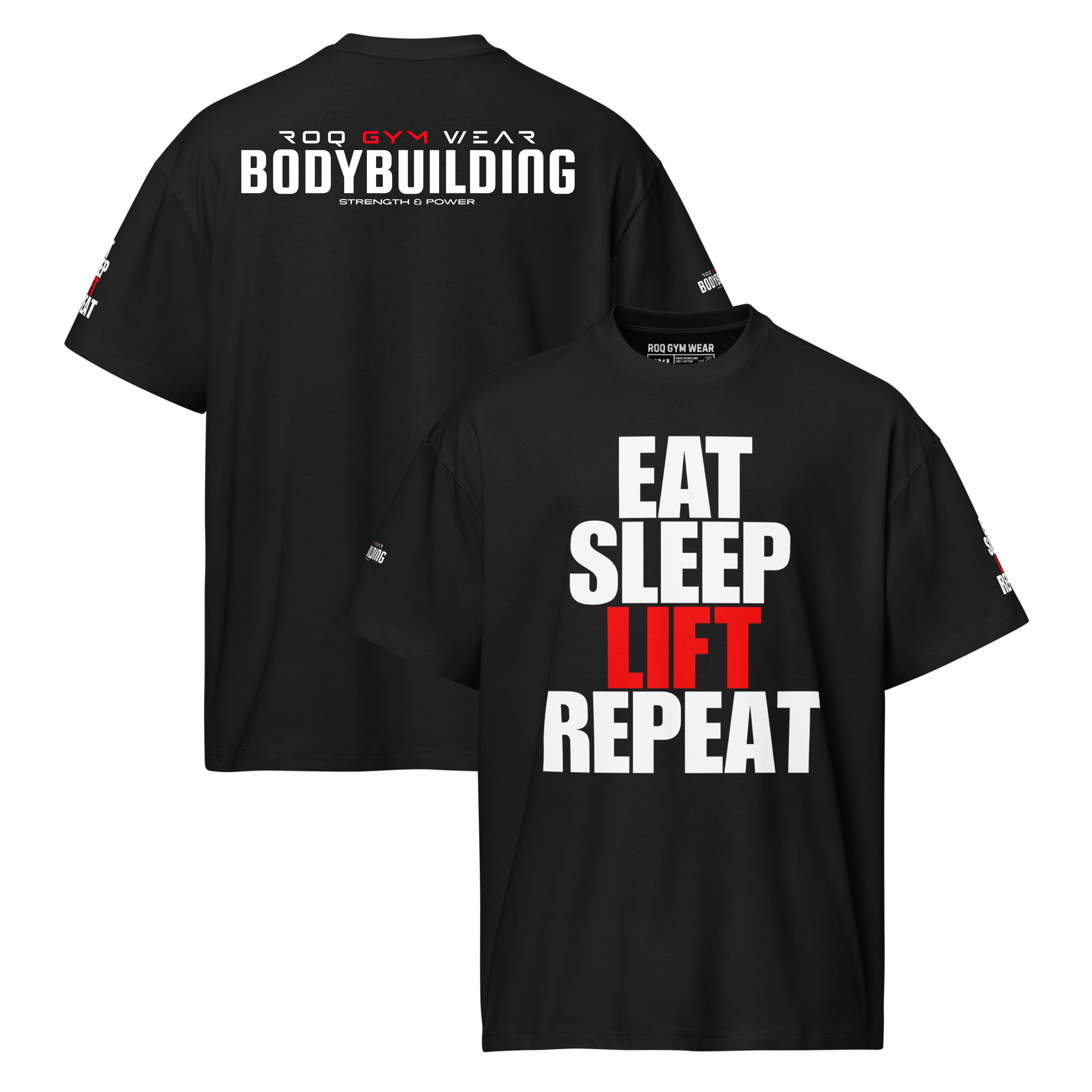 Eat Sleep Lift Repeat - Oversized T-Shirt - Black