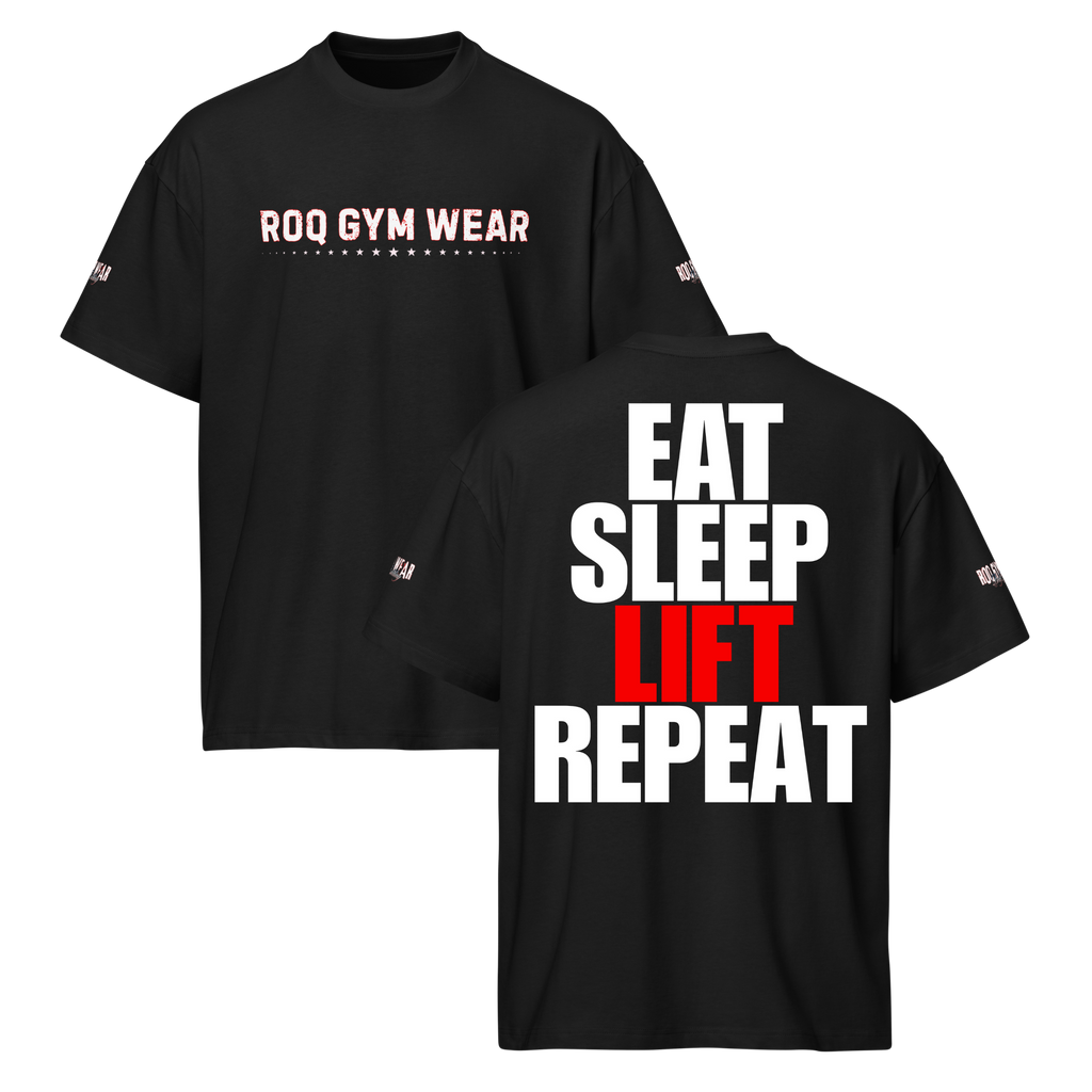 Eat Sleep Lift Repeat - Oversized T-Shirt - Black