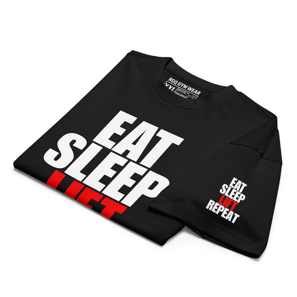 Eat Sleep Lift Repeat - Oversized T-Shirt - Black