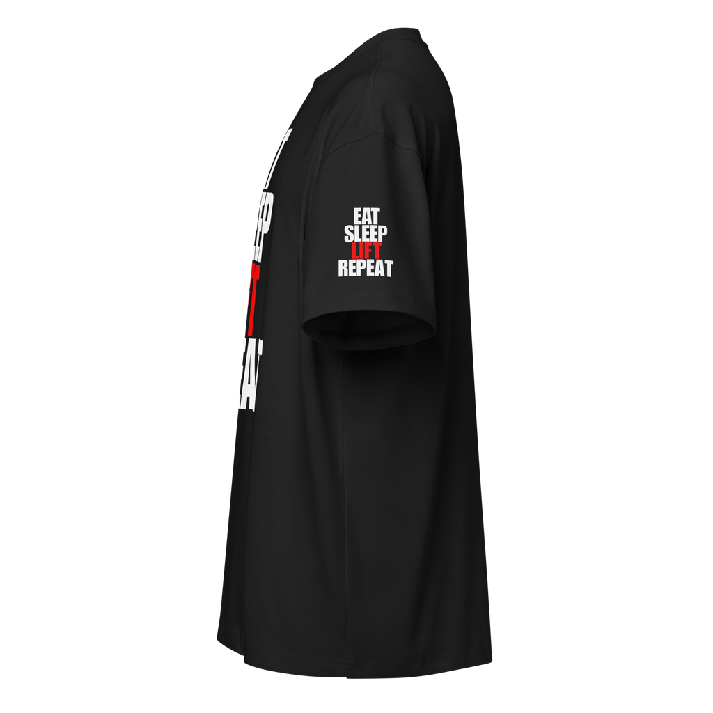 Eat Sleep Lift Repeat - Oversized T-Shirt - Black