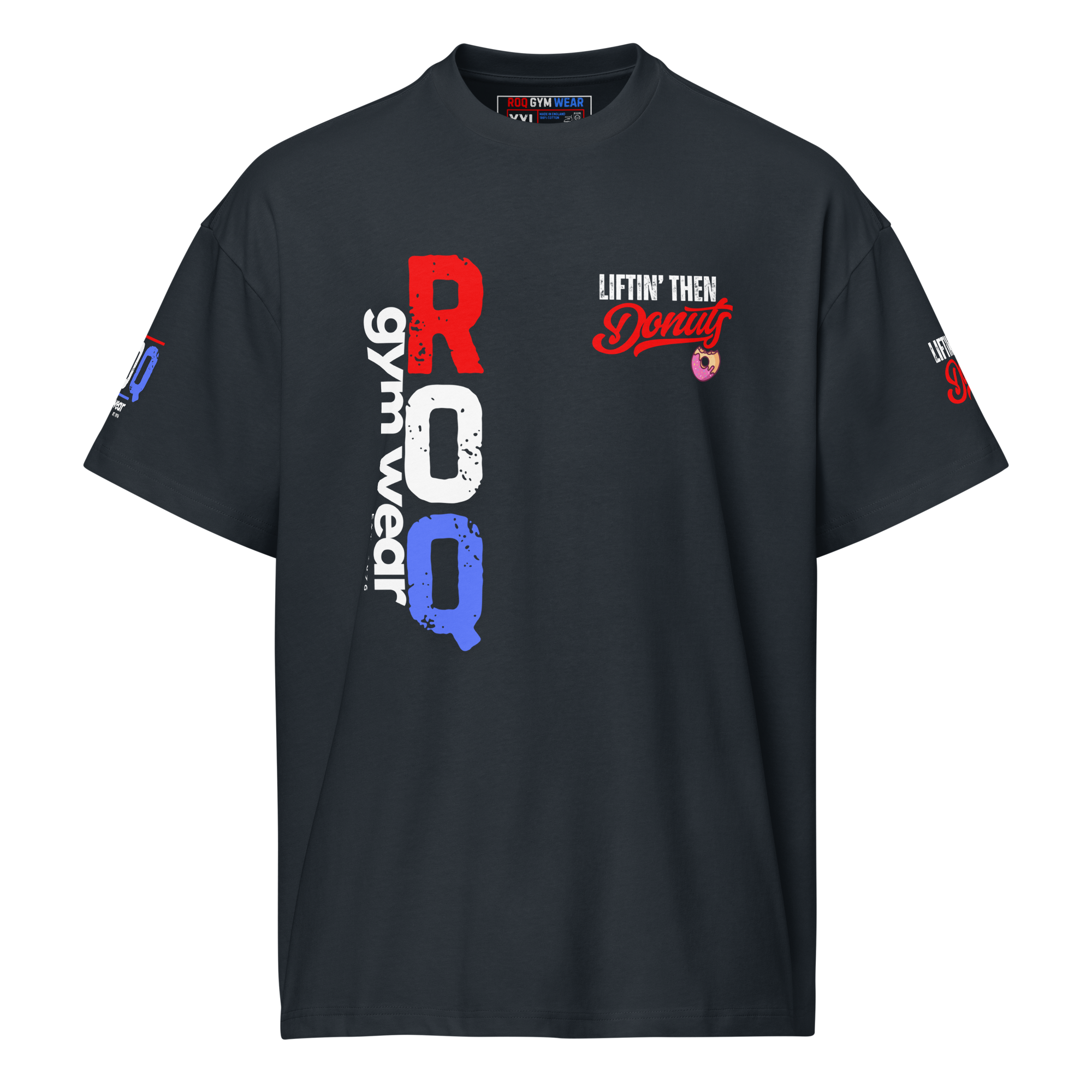 Liftin' Then Donuts - Oversized T-Shirt - Navy Blue