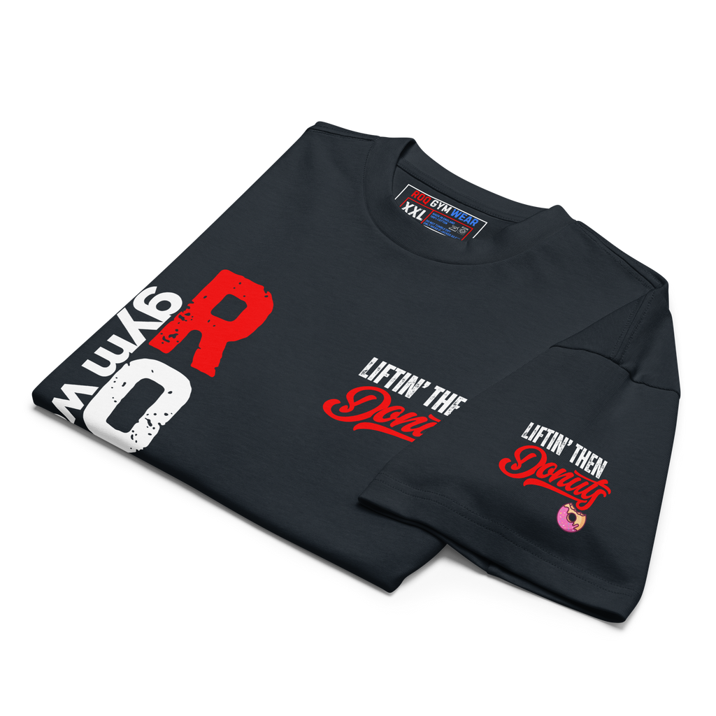 Liftin' Then Donuts - Oversized T-Shirt - Navy Blue