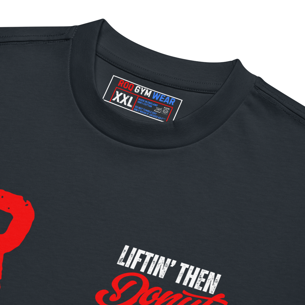 Liftin' Then Donuts - Oversized T-Shirt - Navy Blue
